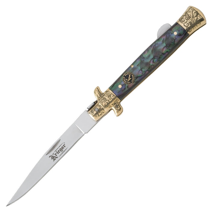 Kriegar Abalone Stiletto Folding Knife