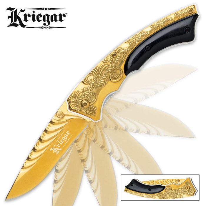 Kriegar Gentlemans Assisted Opening Pocket Knife Gold