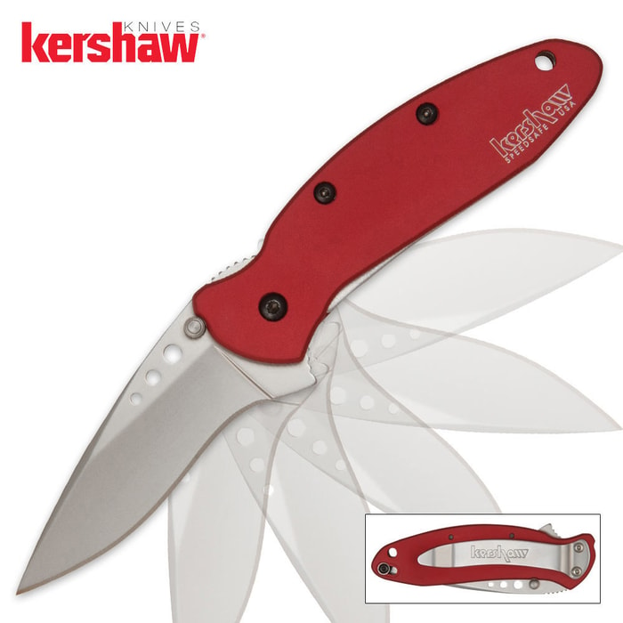Kershaw Scallion Assisted Opening Pocket Knife Red