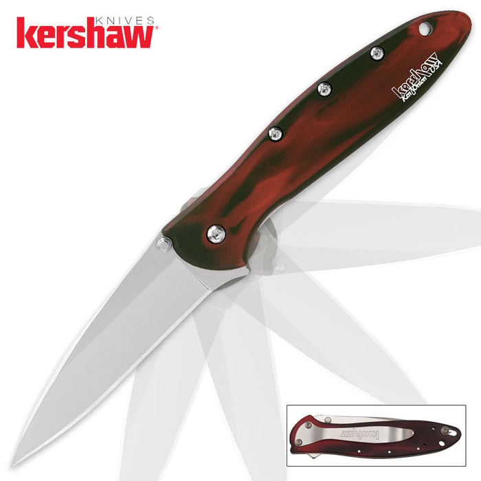 Kershaw Smoke Red Leek Folding Knife