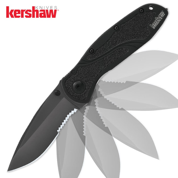 Kershaw Blur Assisted Opening Pocket Knife Black Serrated