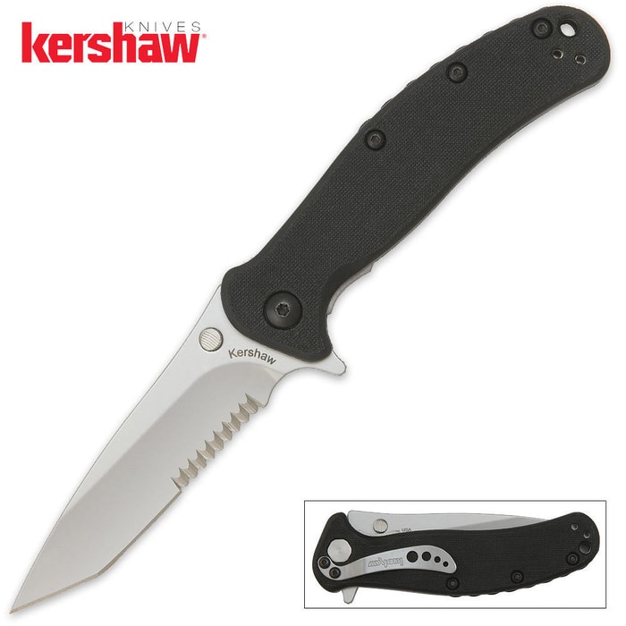 Kershaw Tanto Part Serrated Zing Folding Knife