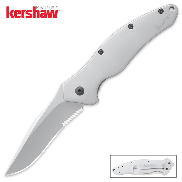 Kershaw Shallot 410 SS Serrated 4 3/8 Inch Folding Knife