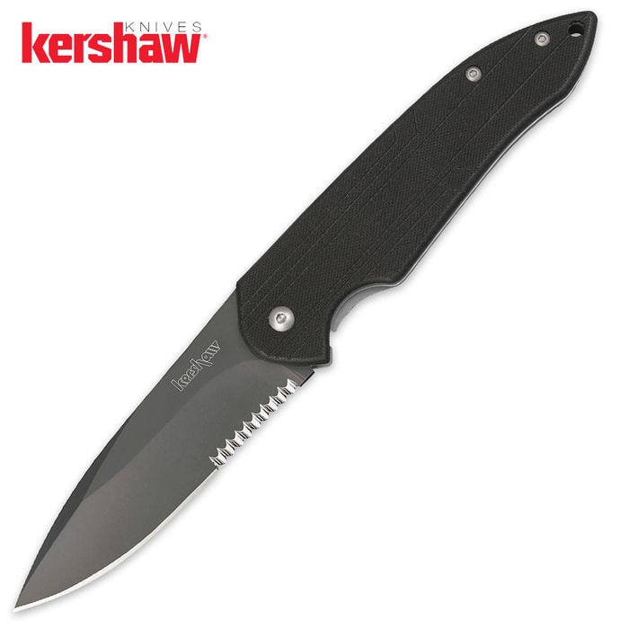Kershaw Scamp Black Part Serrated Folding Knife