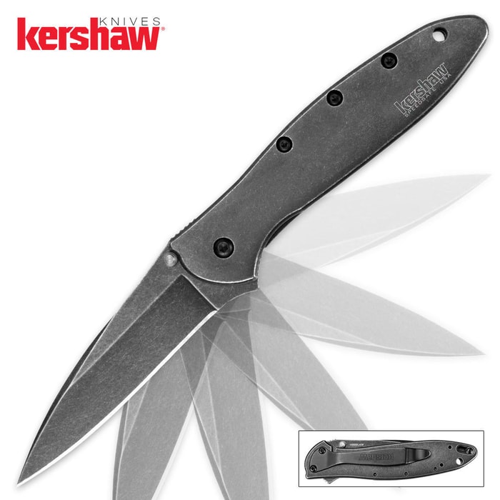 Kershaw Leek BlackWash Assisted Opening Folding Pocket Knife
