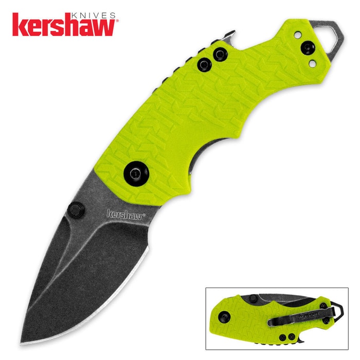 Kershaw BlackWash Shuffle Lime Green Folding Pocket Knife 