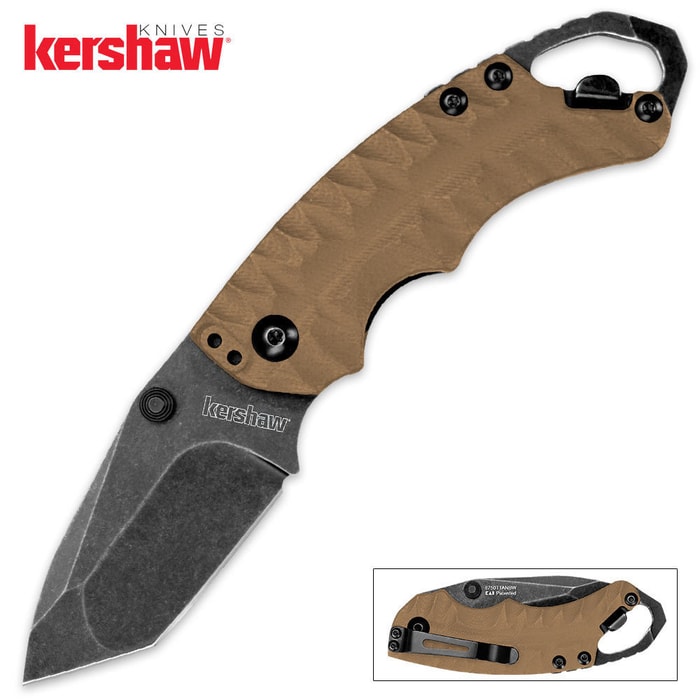 Kershaw Shuffle II BlackWash Folding Pocket Knife Tan