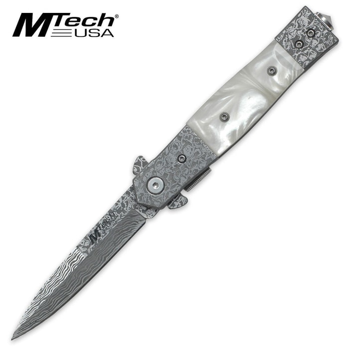 MTech USA Damascus Steel Pearl Folding Pocket Knife