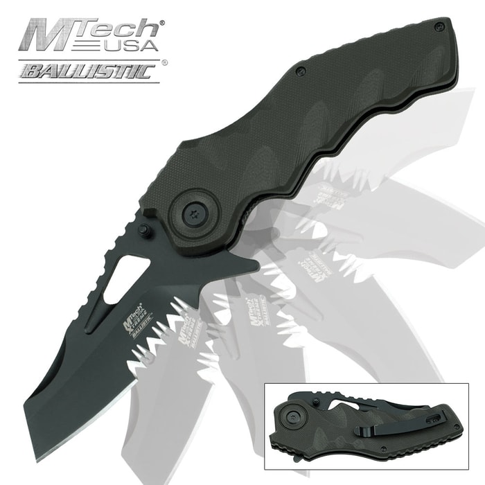 MTech Xtreme Spring Assisted Opening Green Handle Pocket Knife