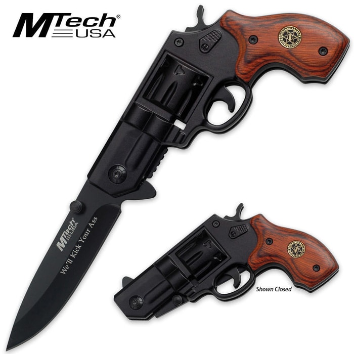 MTech USA Revolver Folding Pocket Knife Black