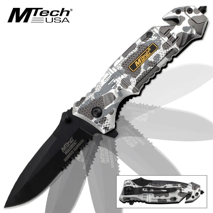 MTech Ballistic Assisted Open Folding Pocket Knife Winter Camo
