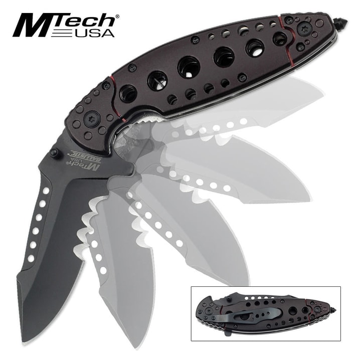MTech Ballistic Assisted Open Serrated Folding Pocket Knife Drop Point