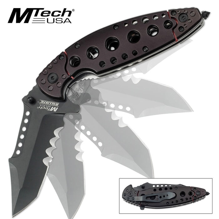 MTech Ballistic Assisted Open Serrated Folding Pocket Knife Tanto