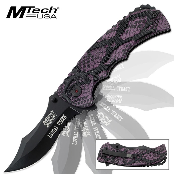 MTech Ballistic Lethal Venom Assisted Open Folding Pocket Knife Snake Skin Camo