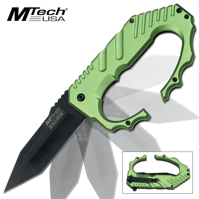 MTech Ballistic Assisted Open Tanto Folding Pocket Knife C-Guard Green