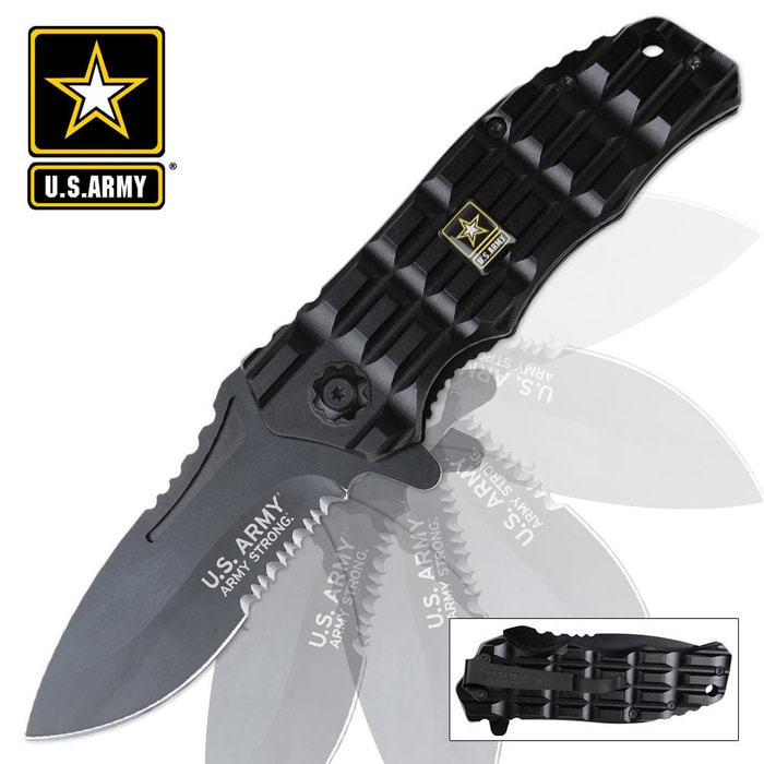 Officially Licensed US Army Tanker Assisted Opening Pocket Knife Black