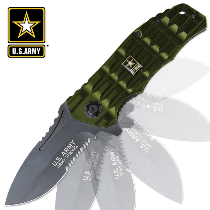 Officially Licensed U.S. Army Tanker Assisted Opening Folding Pocket Knife Green