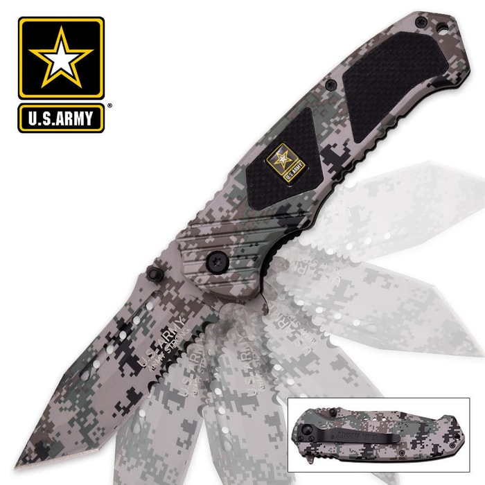 Officially Licensed U.S. Army Bully Assisted Opening Tanto Pocket Knife Green