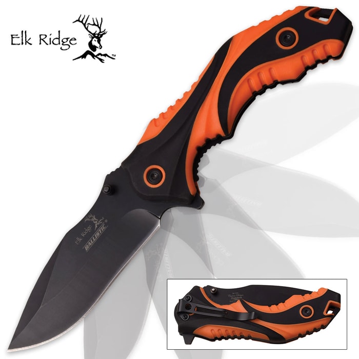Elk Ridge Forester Ballistic Assisted Opening Pocket Knife - Orange