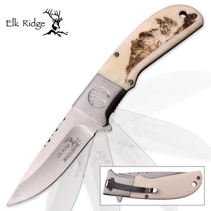 Elk Ridge Ballistic White Bone Pocket Knife