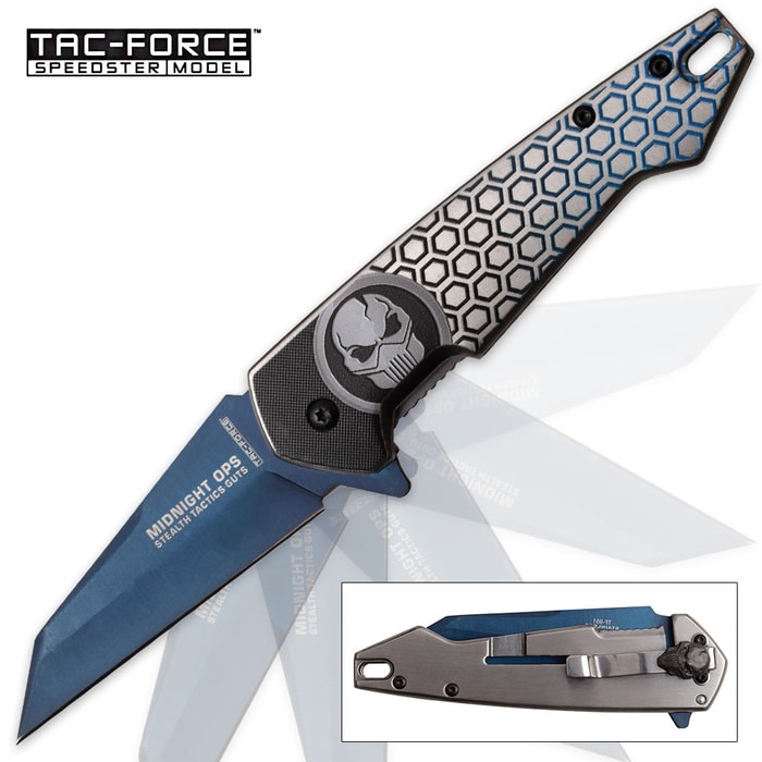 Tac Force Respirator Speedster Assisted Opening Pocket Knife - Midnight Blue TiNi Blade Coating