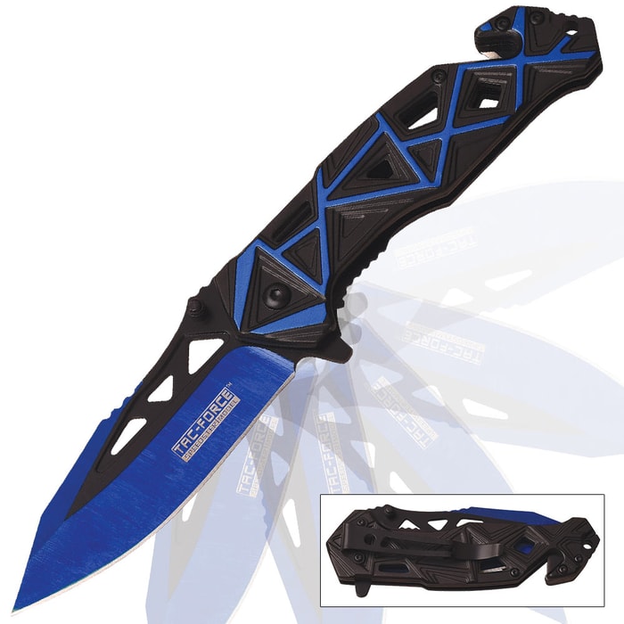 Tac-Force Prism Speedster Assisted-Open Pocket Knife - Black and Blue