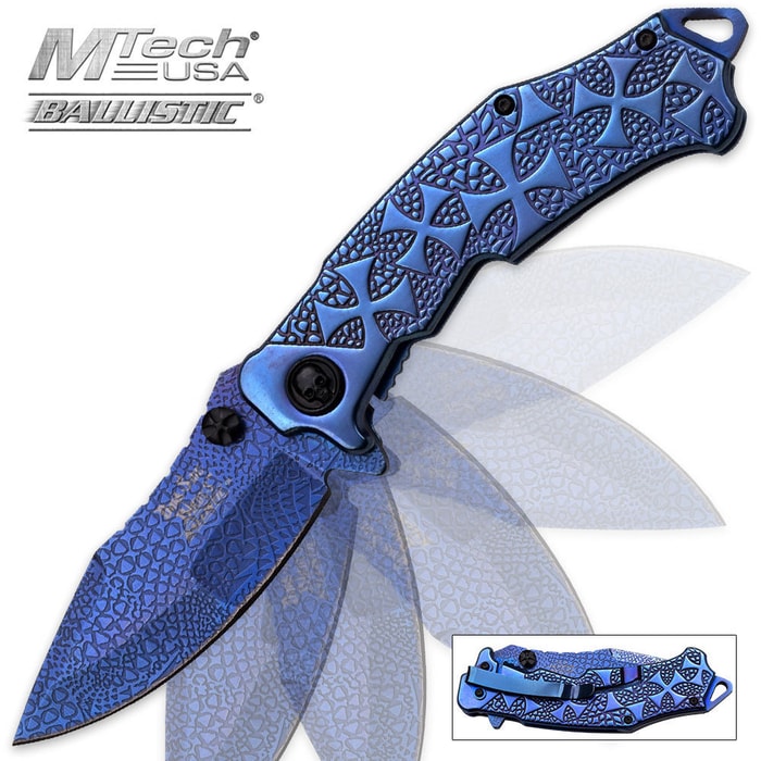 Reptilian Ti Treated Blue Assisted Opening Folding Pocket Knife
