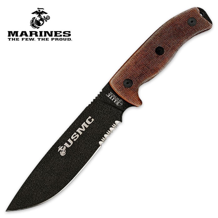 Officially Licensed Semper Fi Fixed Blade Full Tang Tactical Knife Micarta