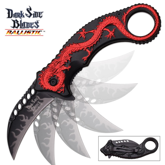 Red Dragon Karambit Spring-Assisted Open Folding Knife 