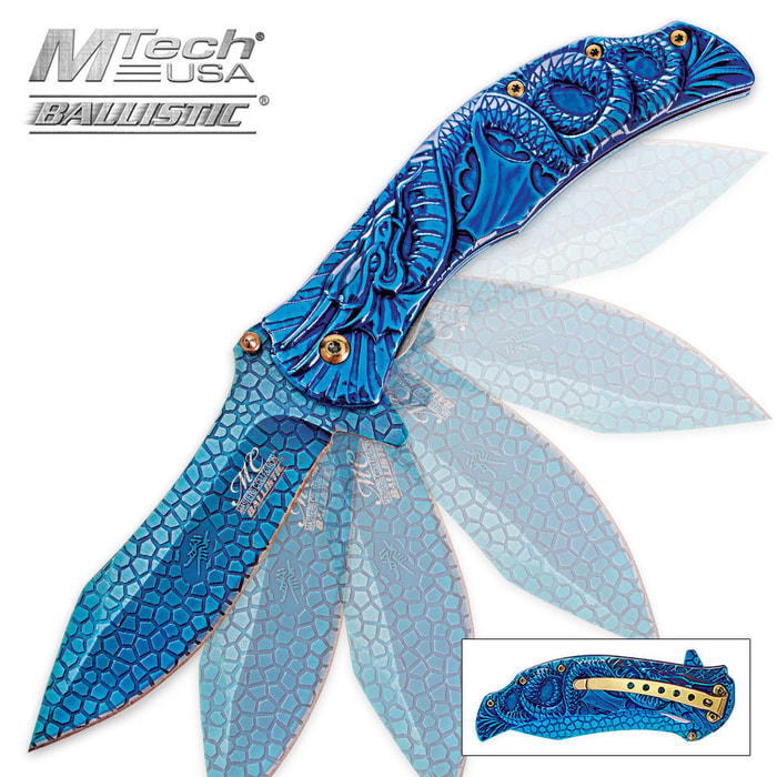 MTech Dragon Fury Assisted Opening Folding Pocket Knife Blue