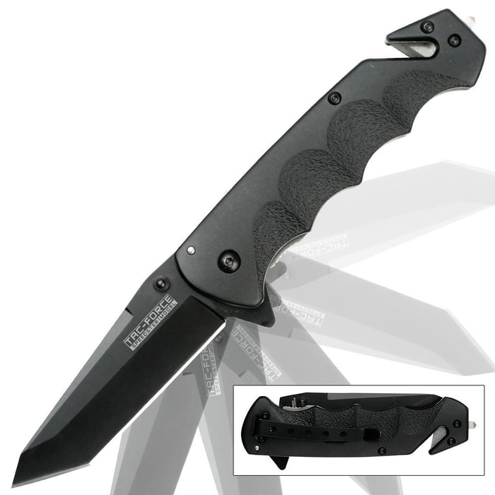 Black Tanto Secure Spring Assisted Opening Knife