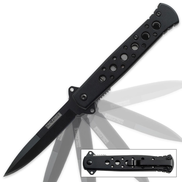 Black Tac-Force Assisted Opening Stiletto Knife 