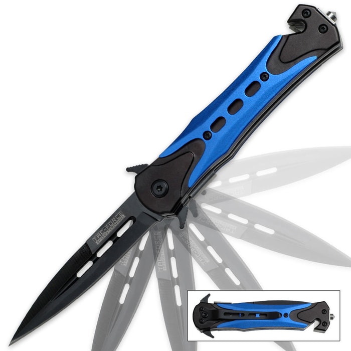 Tac-Force Assisted Opening Spear Point Rescue Stiletto Knife Black