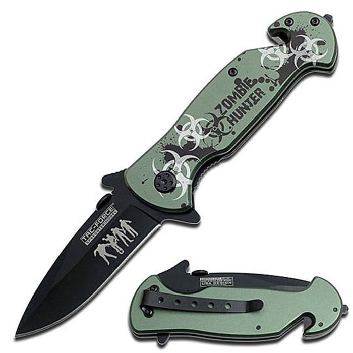 Tac-Force Zombie Hunter Green Assisted Opening Knife