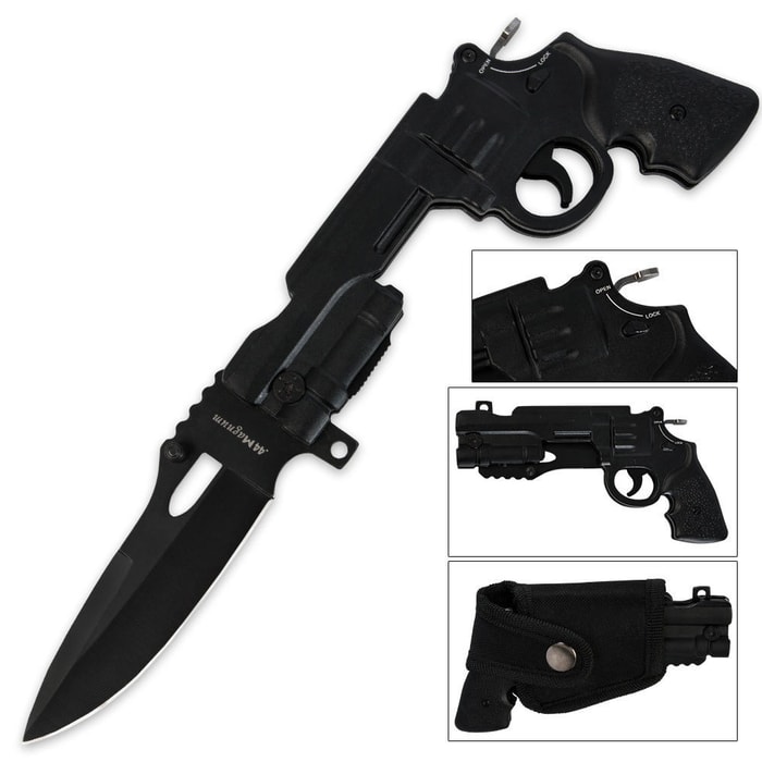 Trigger Assisted 44 Mag Pistol Knife Black