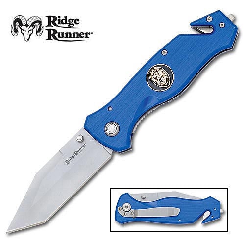 Ridge Runner Blue Tactical Rescue Folding Knife