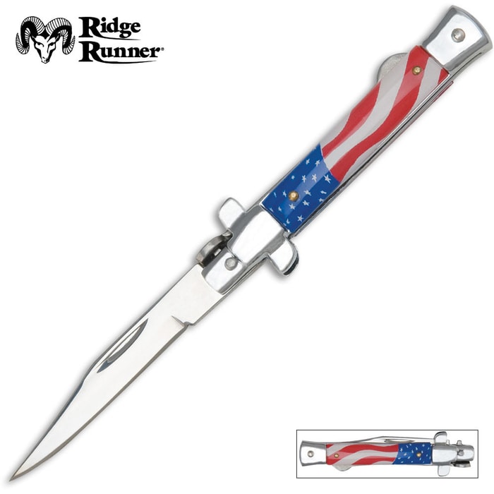 Ridge Runner Stiletto American Flag Folding Knife