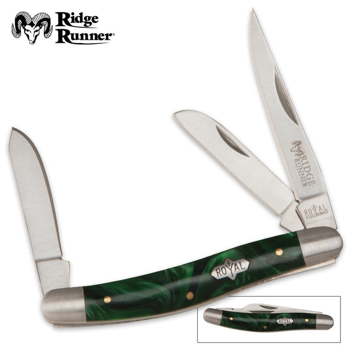 Ridge Runner Royal Stockman Pocket Knife Green Marble