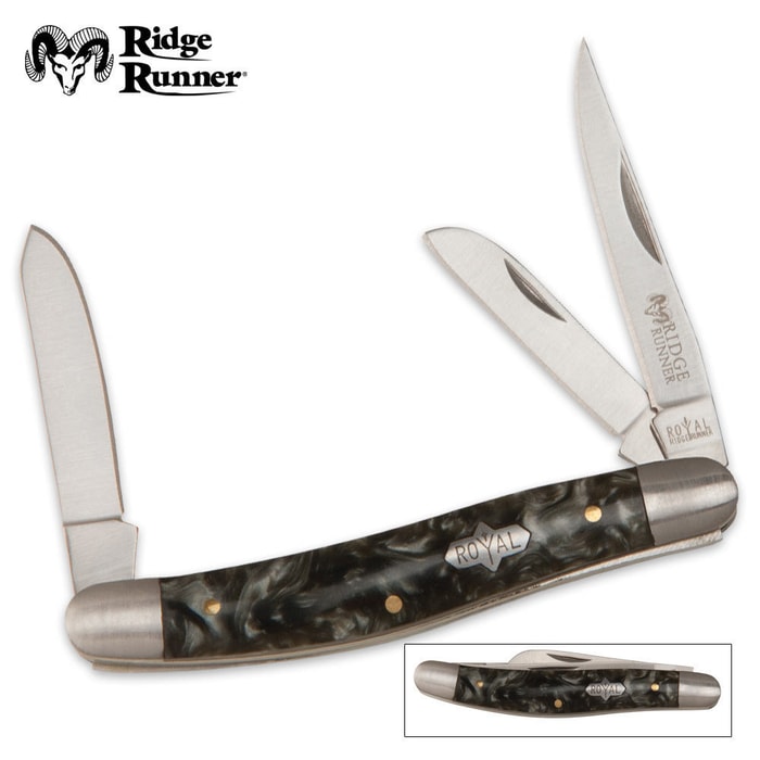 Ridge Runner Royal Stockman Pocket Knife Black Marble
