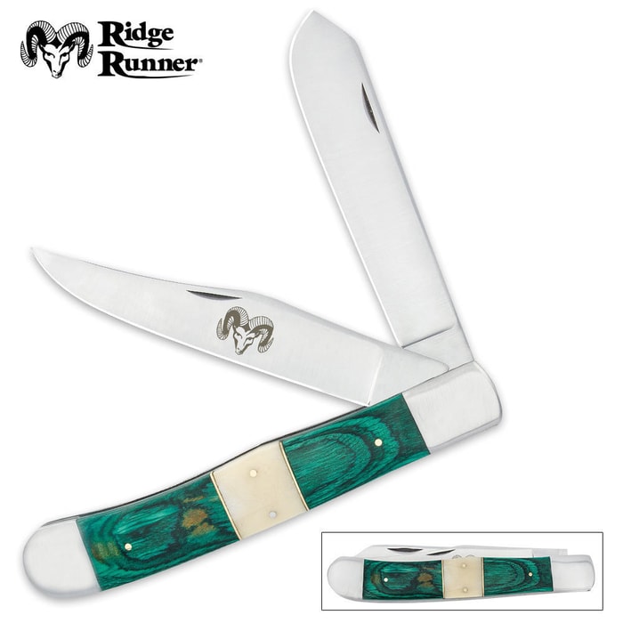 Ridge Runner Grizzly Pocket Knife Bone Green