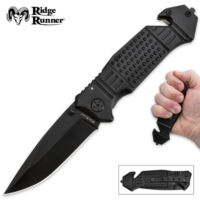 Ridge Runner Tactical Black Rescue Folding Pocket Knife