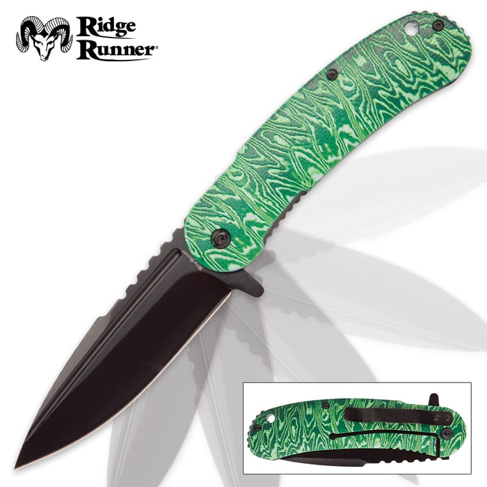 Ridge Runner Green Tie-Dye Pocket Knife