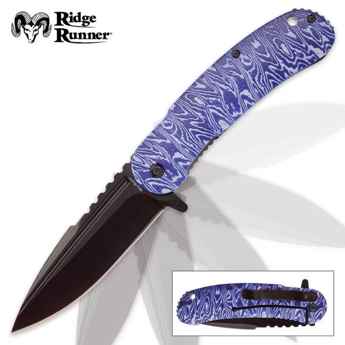 Ridge Runner Blue Tie-Dye Pocket Knife
