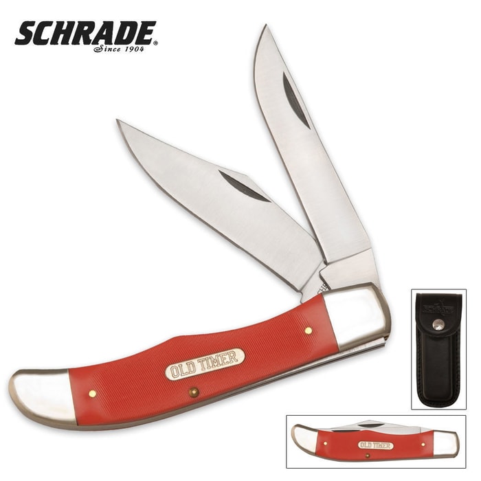 Schrade Orange Delrin Folding Hunter Knife