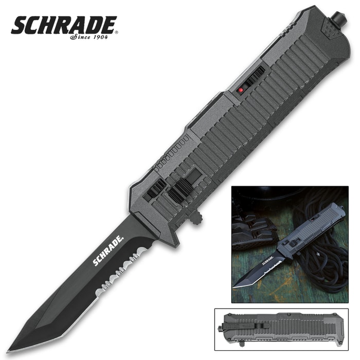 Schrade Viper OTF Assisted Opening Pocket Knife Tanto Point Serrated