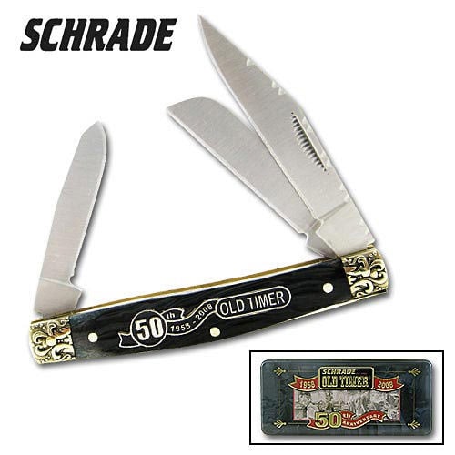 Schrade Old Timer 50th Anniversary Small Stockman Black Folding Knife