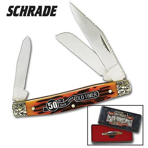 Schrade Old Timer 50th Anniversary Small Stockman Brown Folding Knife
