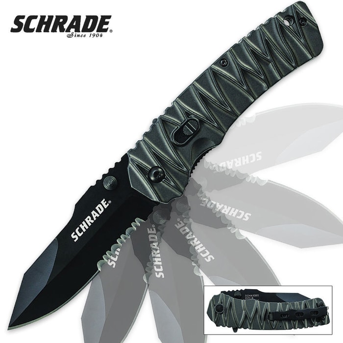 Schrade Dual Action Liner Lock Assisted Open Tactical Folding Pocket Knife Serrated