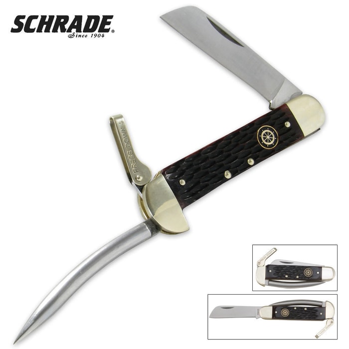 Schrade Marine Red Pick Bone Pocket Knife