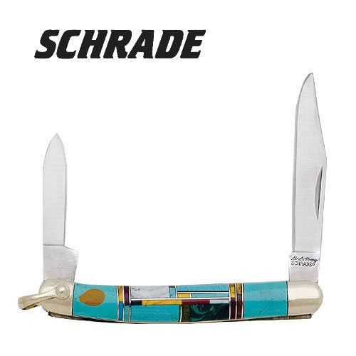 Schrade Turquoise Journeyman 2 Blade Folding Knife
